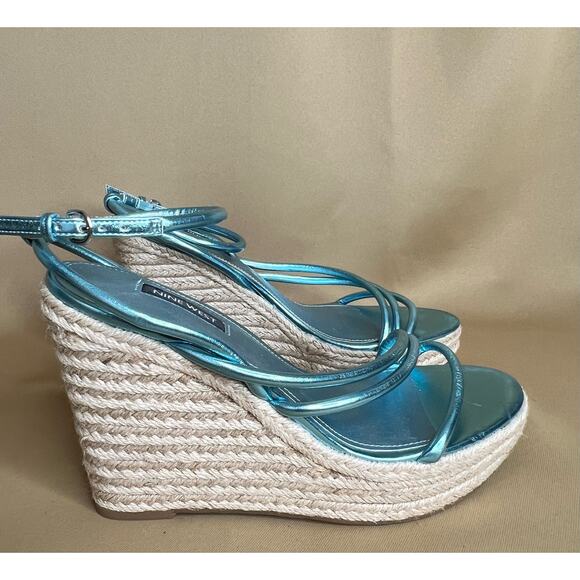 Nine West Blue Hipsta 3 Espadrille Platform Sandals 9.5 New - Picture 4 of 11